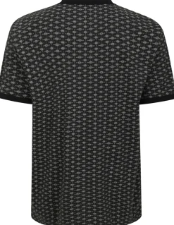 Bigdude AOP Geometric Zipped Polo Charcoal