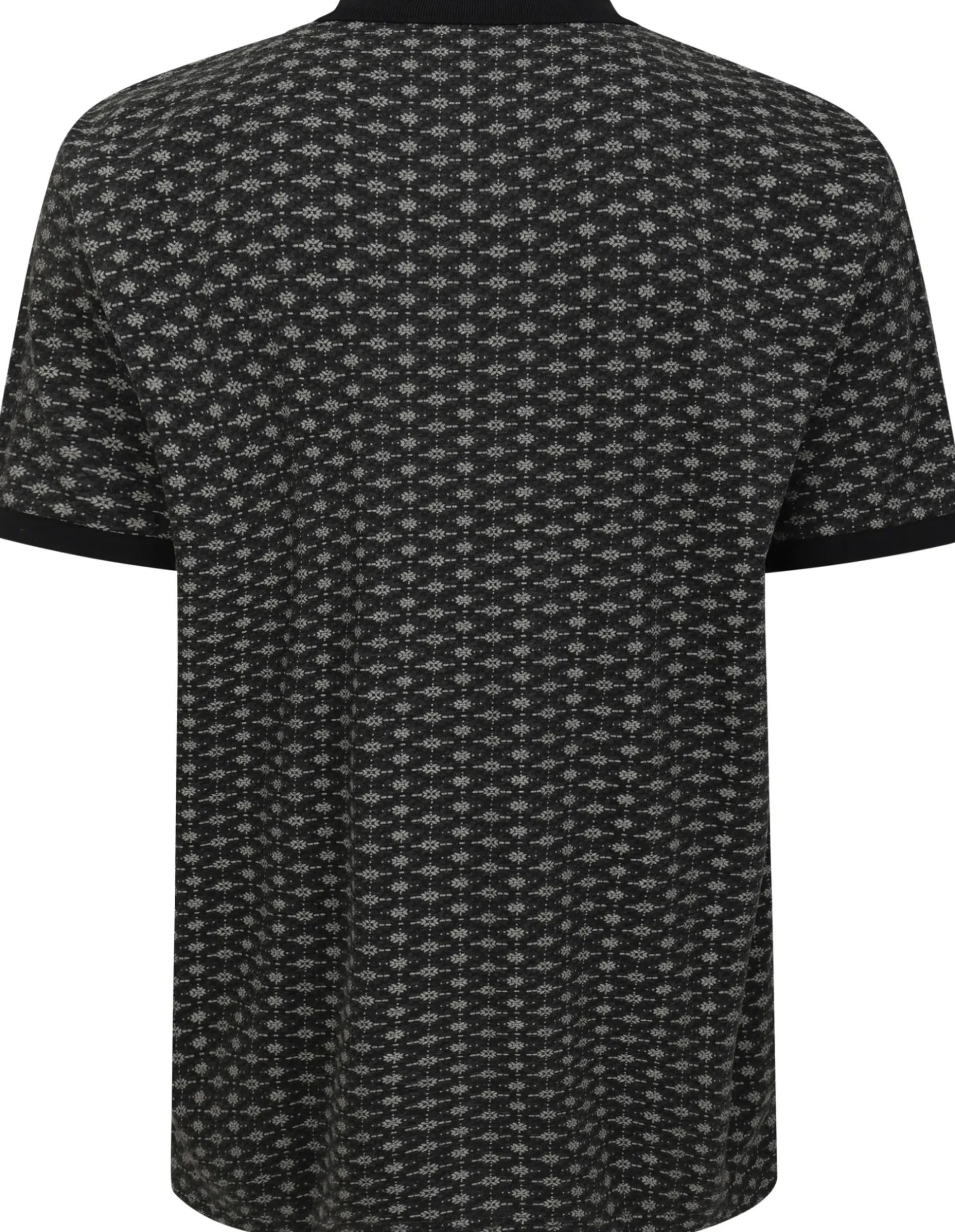 Bigdude AOP Geometric Zipped Polo Charcoal