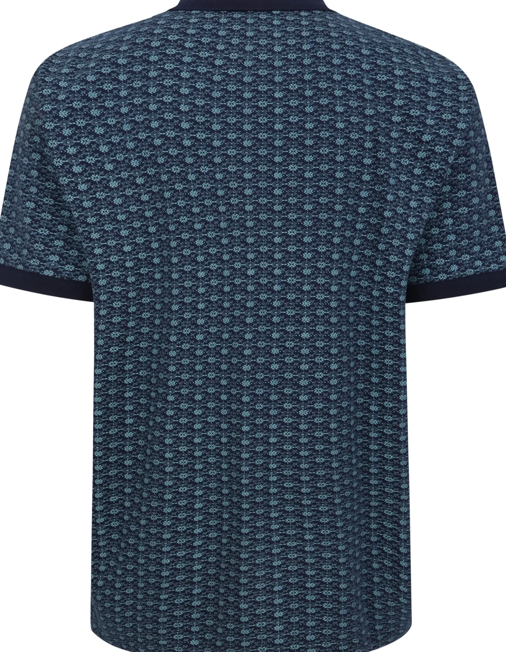 Bigdude AOP Geometric Zipped Polo Navy Tall