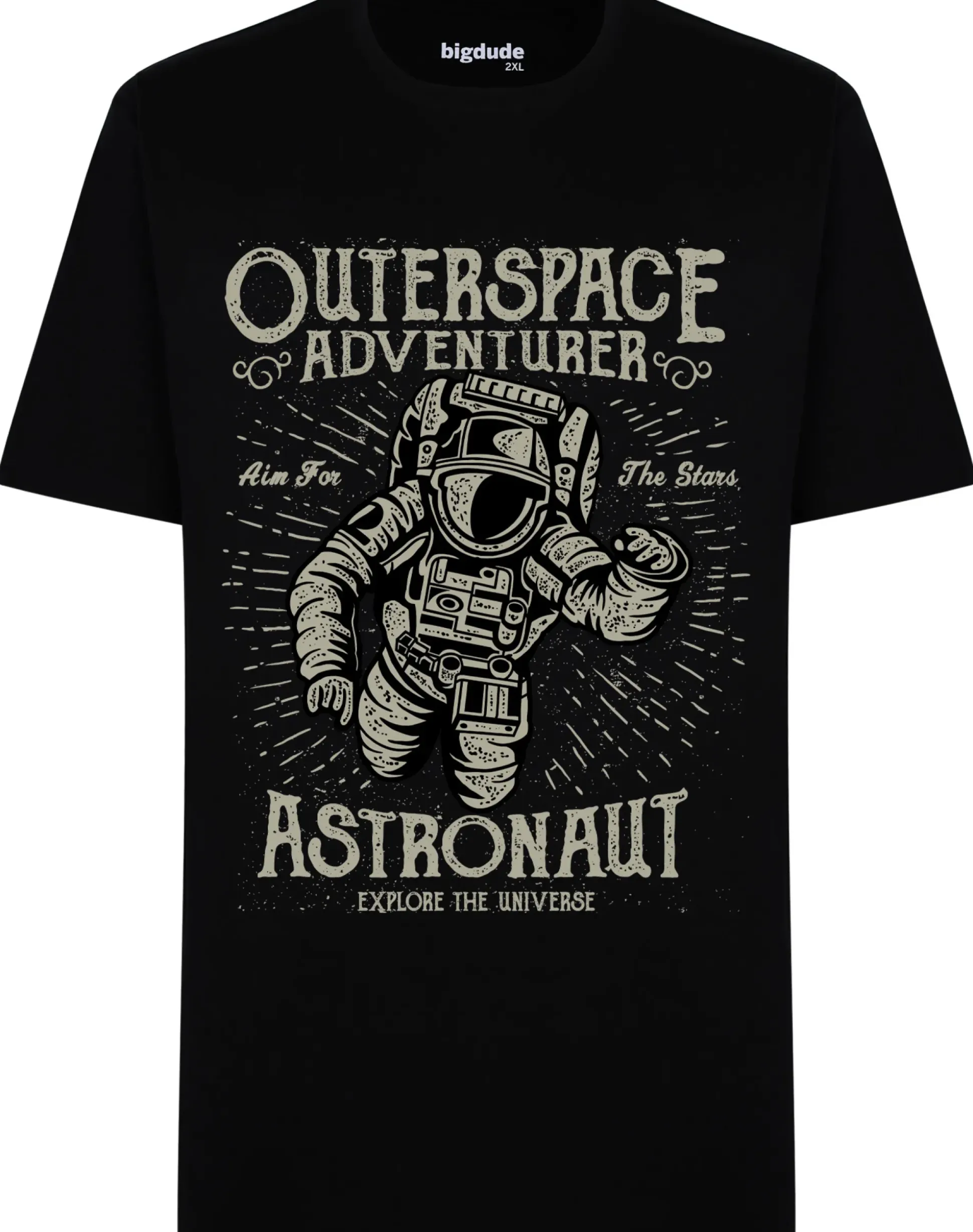 Bigdude Astronaut Print T-Shirt Black Tall