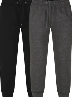 Bigdude Basic Cuffed Joggers Twin Pack Black/Charcoal
