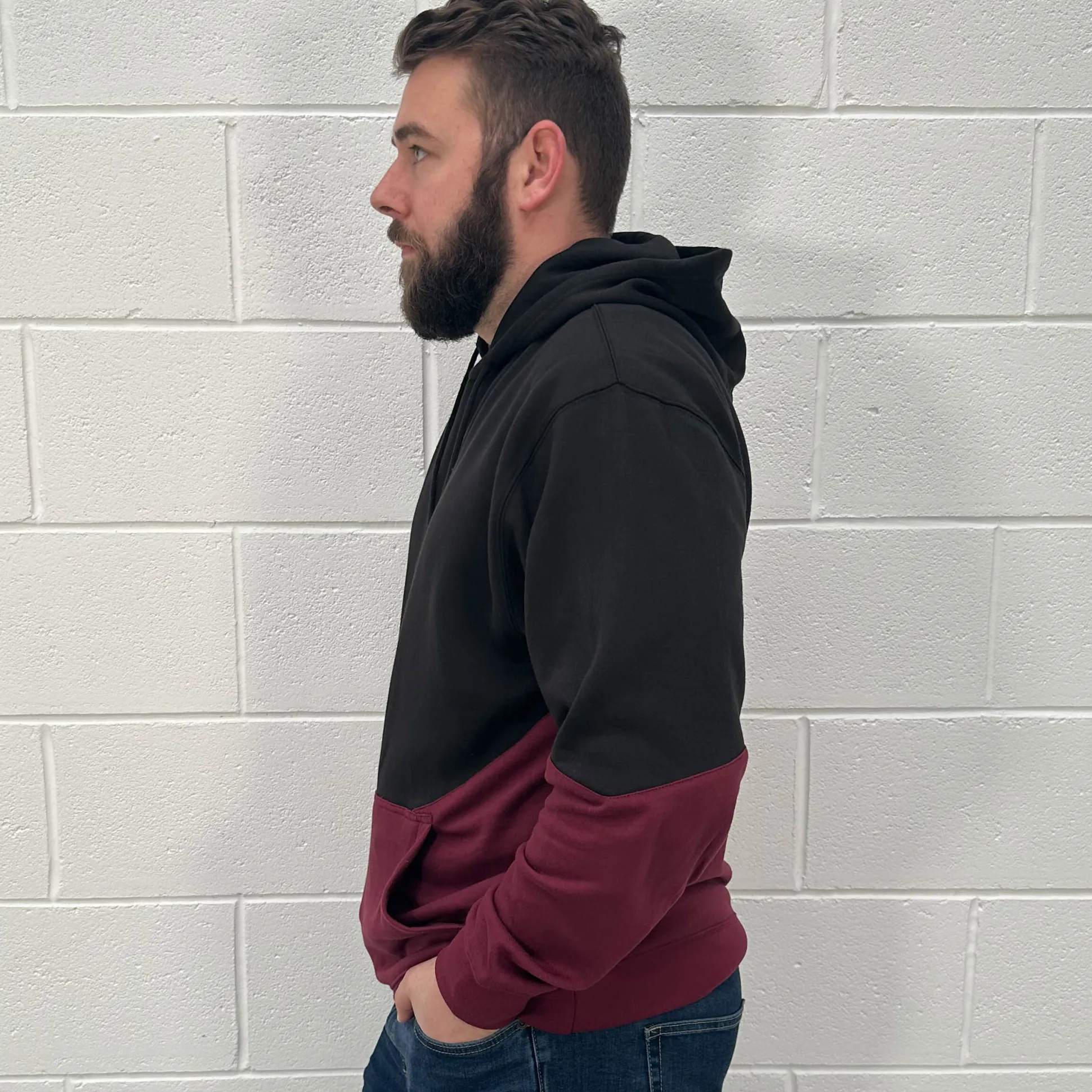 Bigdude Block Panel Hoody Black/Burgundy