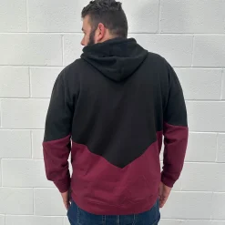 Bigdude Block Panel Hoody Black/Burgundy Tall