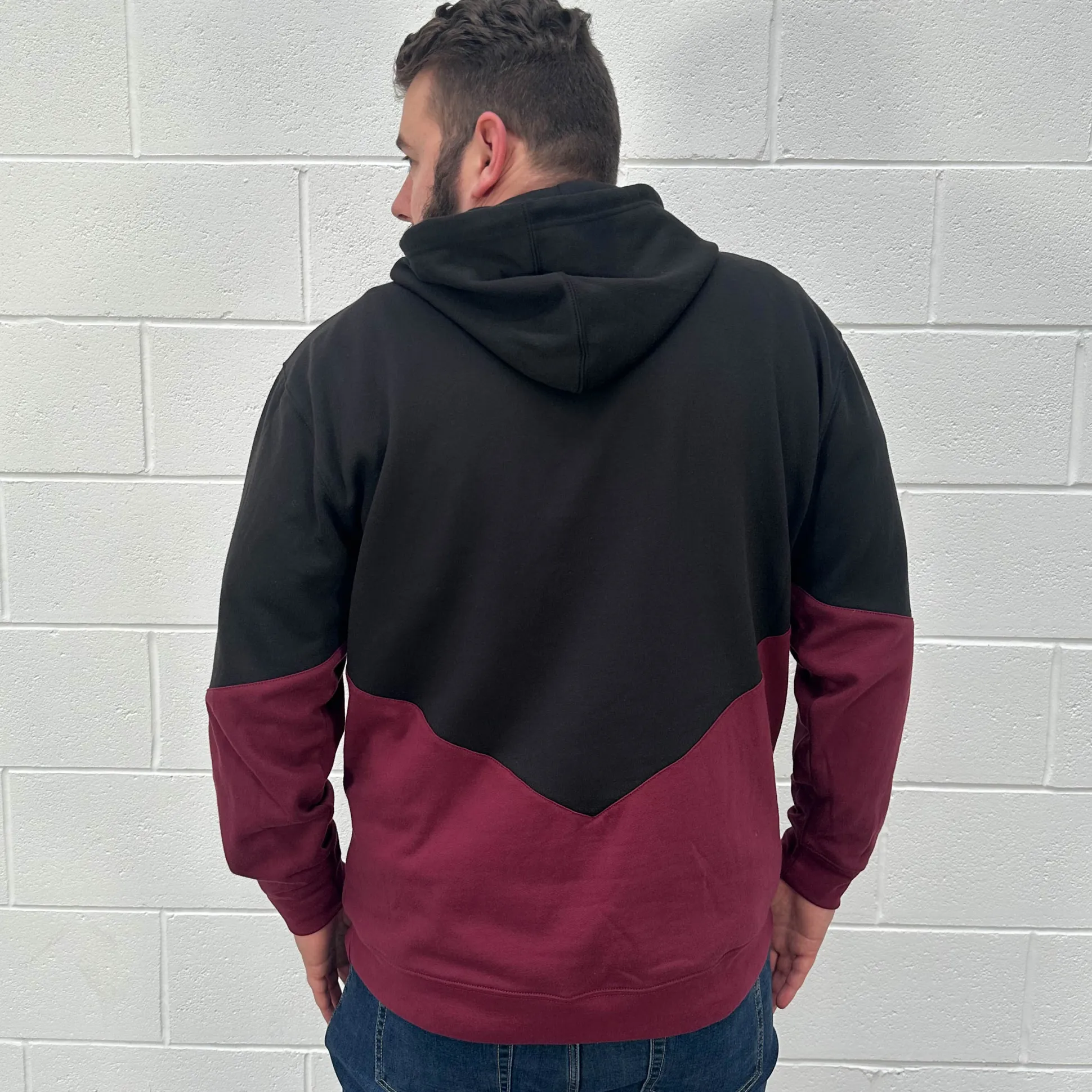 Bigdude Block Panel Hoody Black/Burgundy Tall