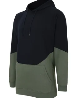 Bigdude Block Panel Hoody Navy/Sage Green Tall