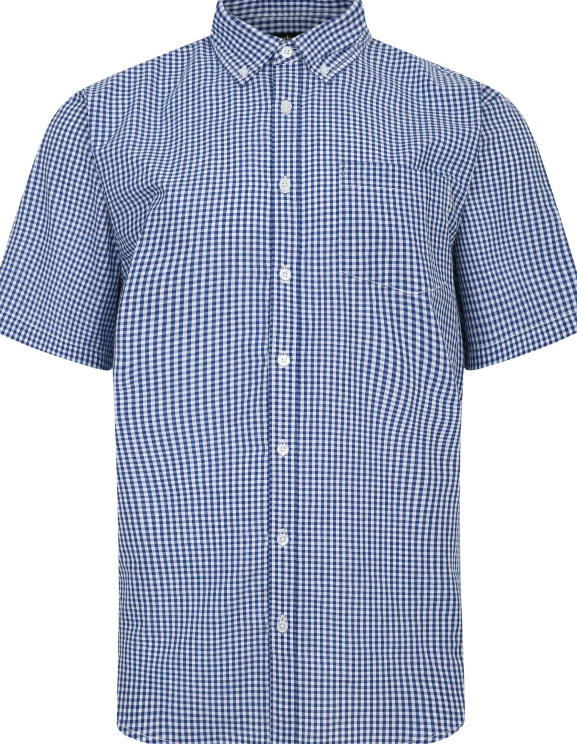 Bigdude Button Down Collar Checked Shirt Royal Blue/White