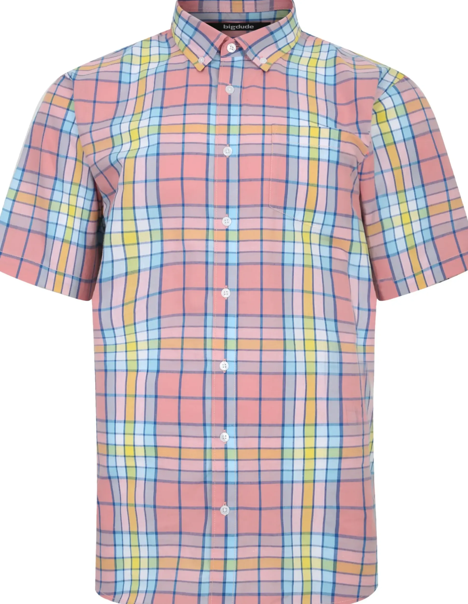 Bigdude Button Down Collar Checked Shirt Multi