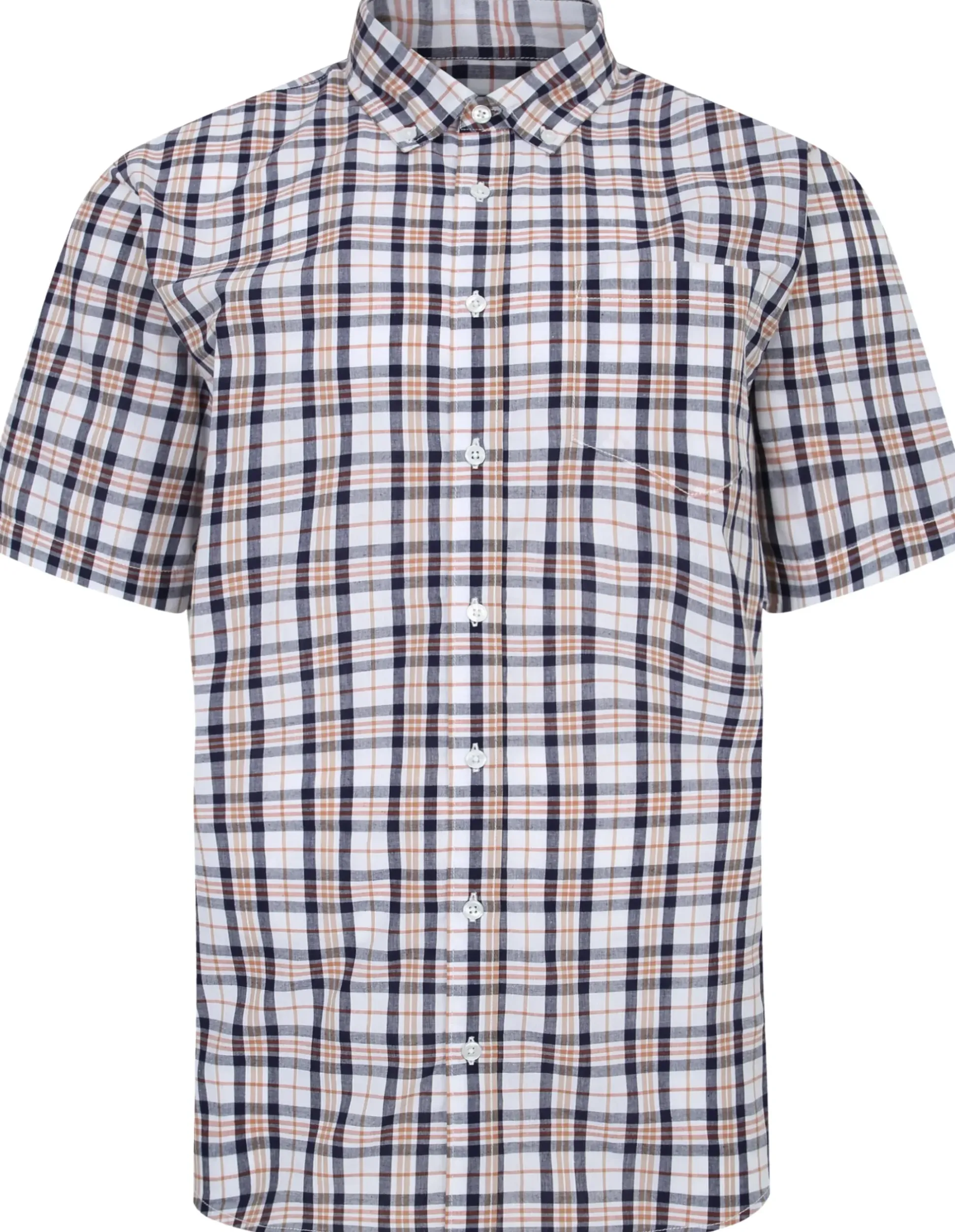 Bigdude Button Down Collar Checked Shirt Yellow/Navy Tall