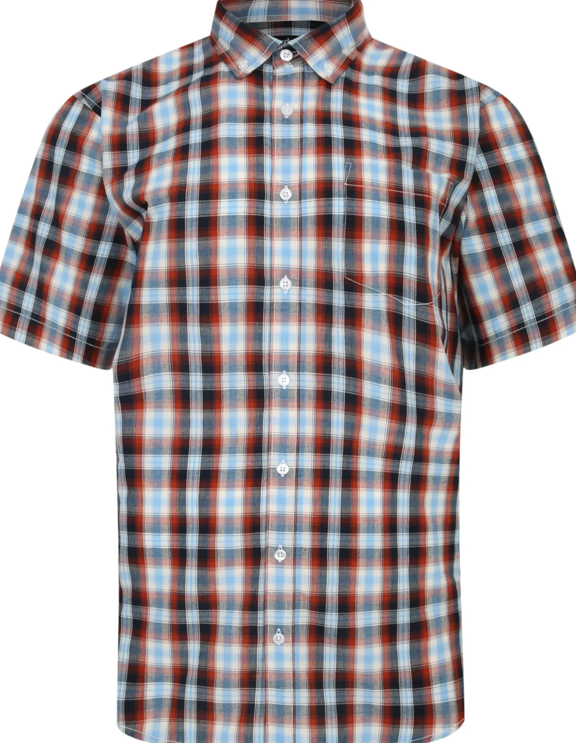Bigdude Button Down Collar Checked Shirt Red/Navy Tall