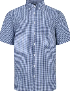 Bigdude Button Down Collar Checked Shirt Royal Blue/White Tall