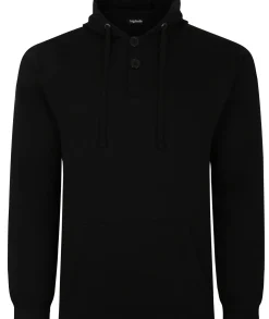 Bigdude Buttoned Pullover Hoody Black