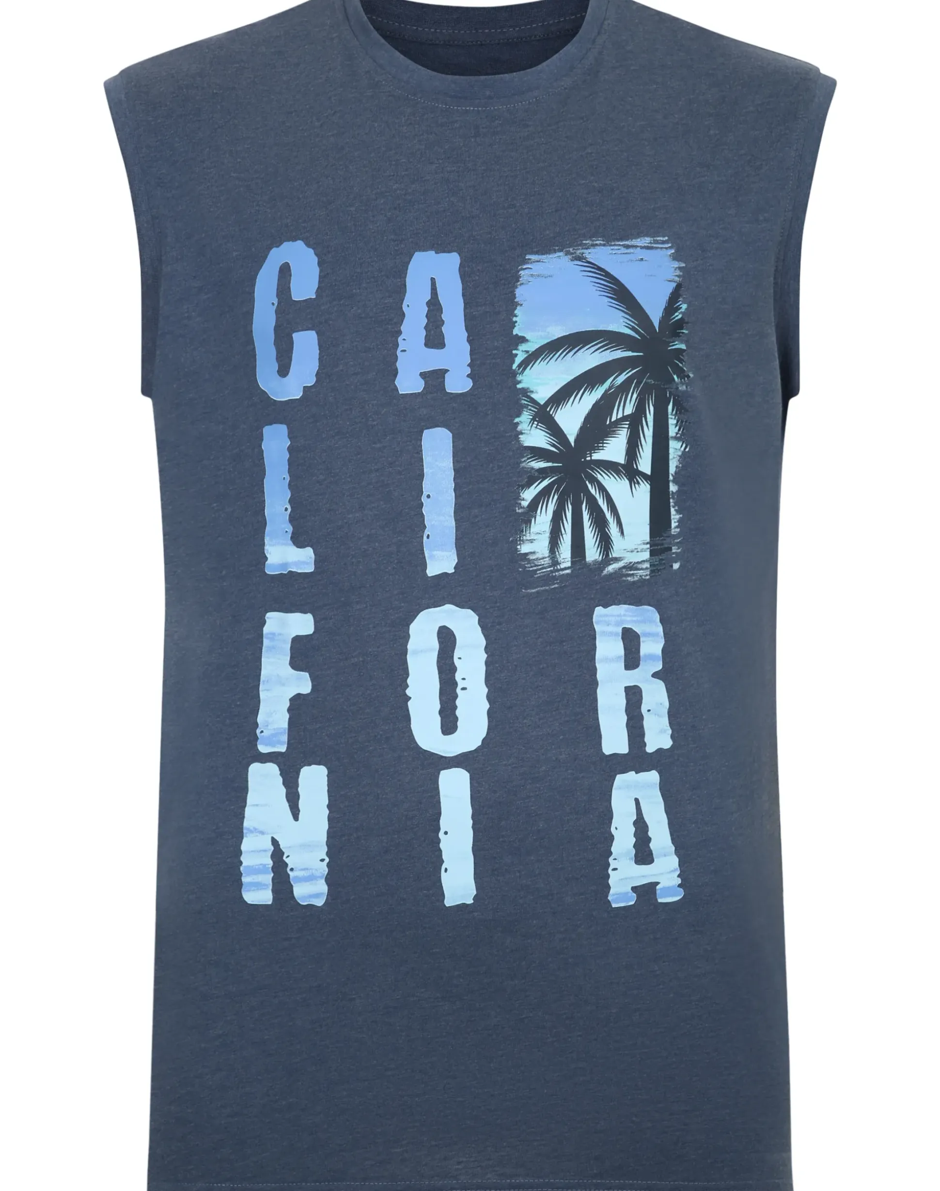 Bigdude California Print Sleeveless T-Shirt Dark Denim Tall
