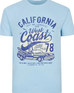 Bigdude California Print T-Shirt Light Blue