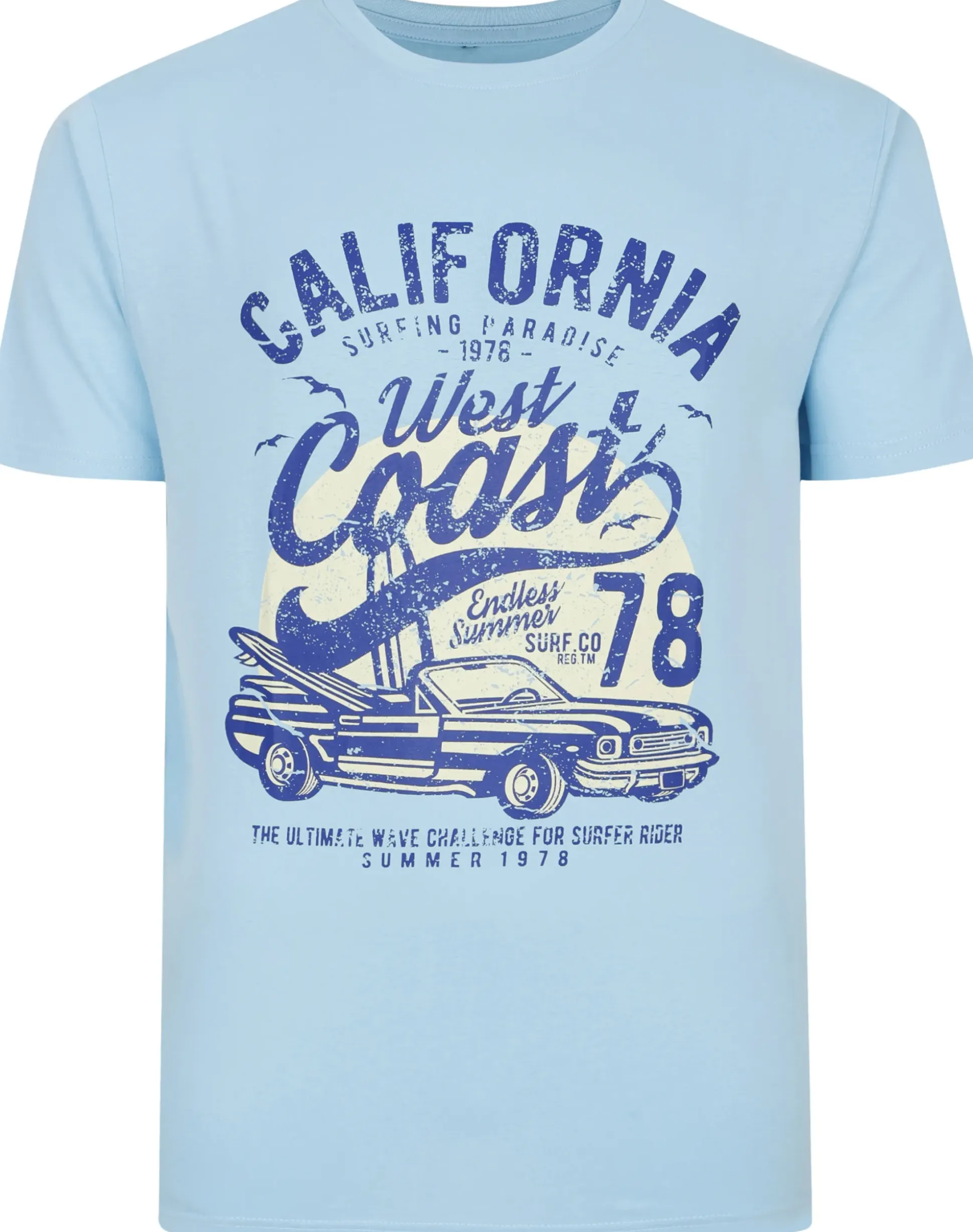 Bigdude California Print T-Shirt Light Blue