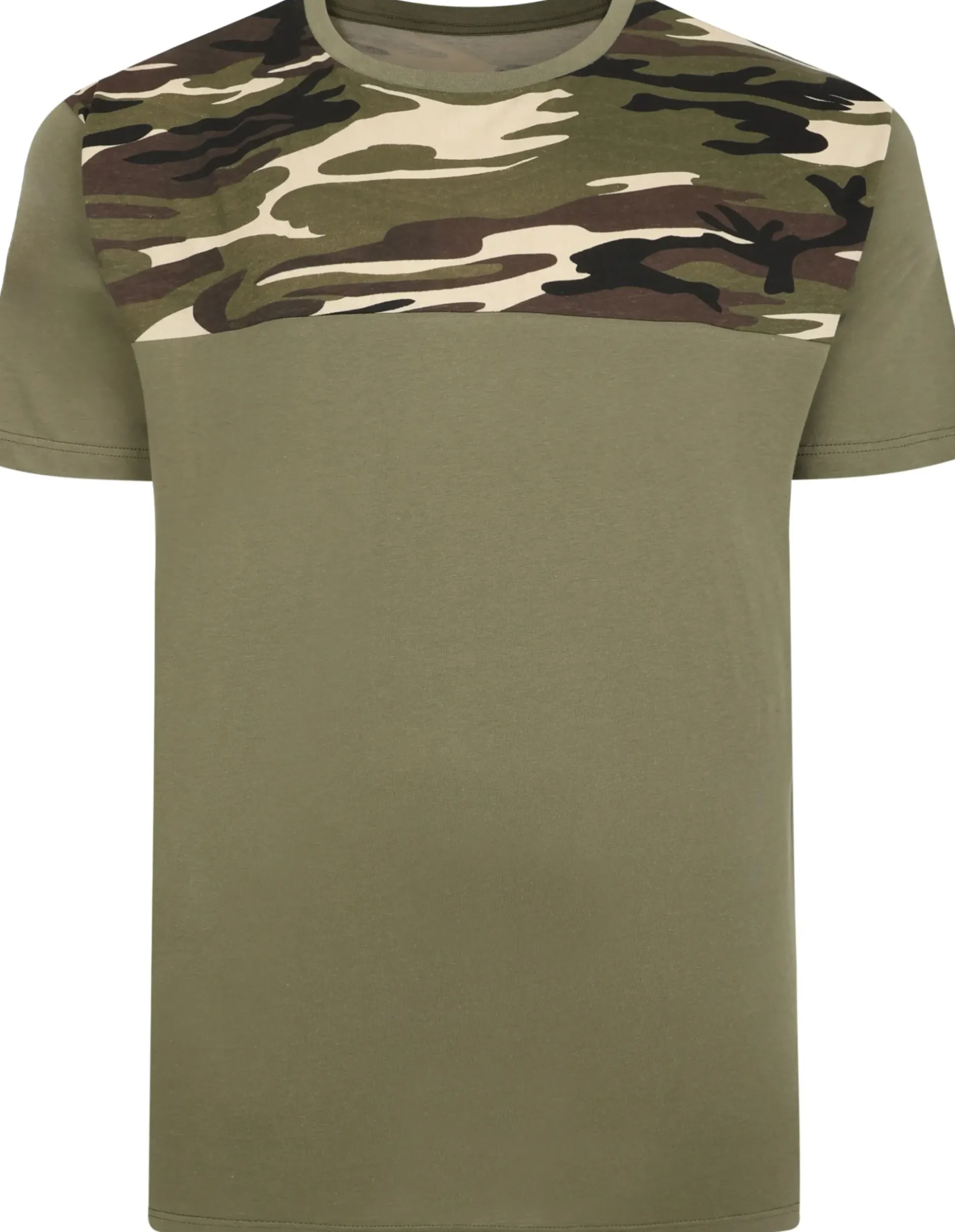 Bigdude Camo Cut & Sew T-Shirt Khaki