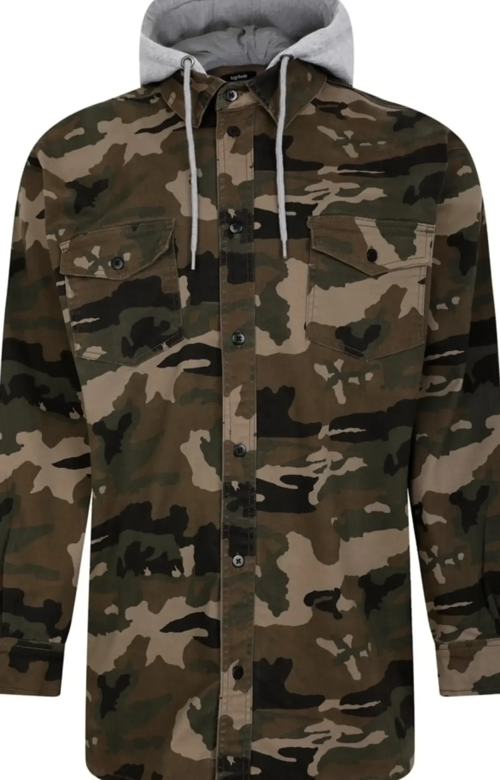 Bigdude Camo Overshirt With Hood Khaki