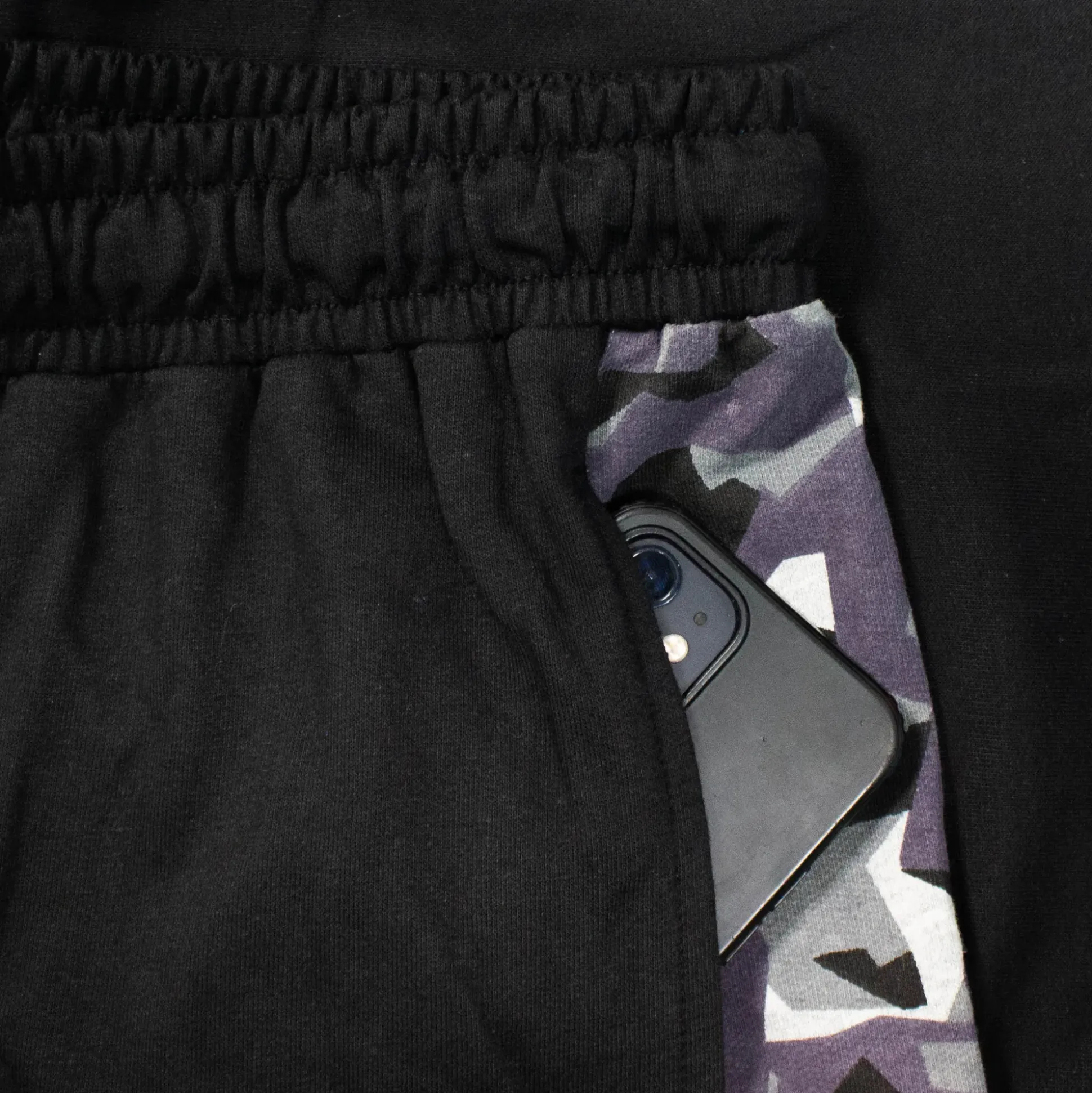 Bigdude Camo Side Panel Loopback Jogger Shorts Black