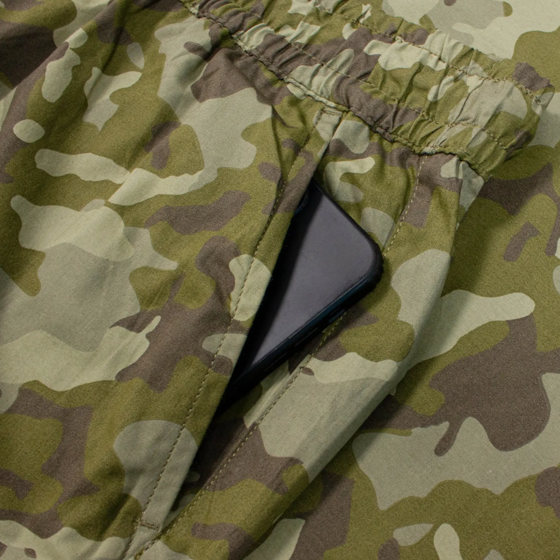 Bigdude Camouflage Print Cotton Shorts Khaki