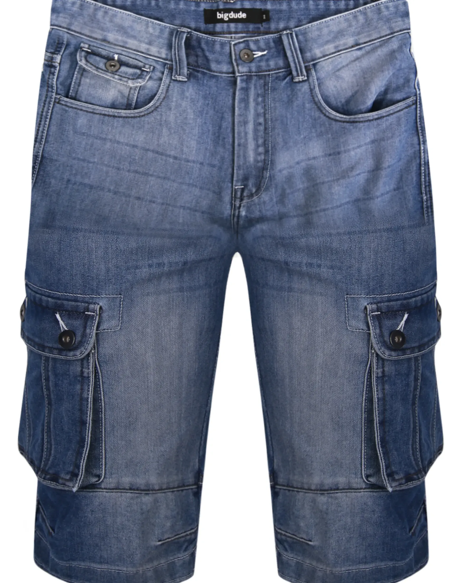 Bigdude Cargo Denim Shorts Mid Wash