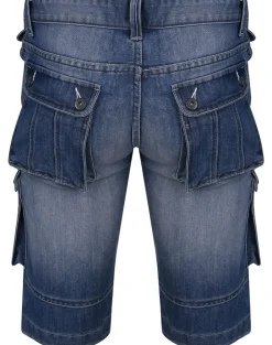 Bigdude Cargo Denim Shorts Mid Wash