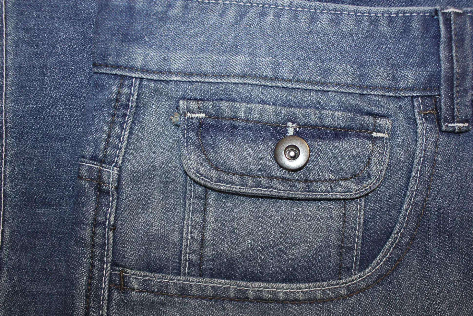 Bigdude Cargo Denim Shorts Mid Wash