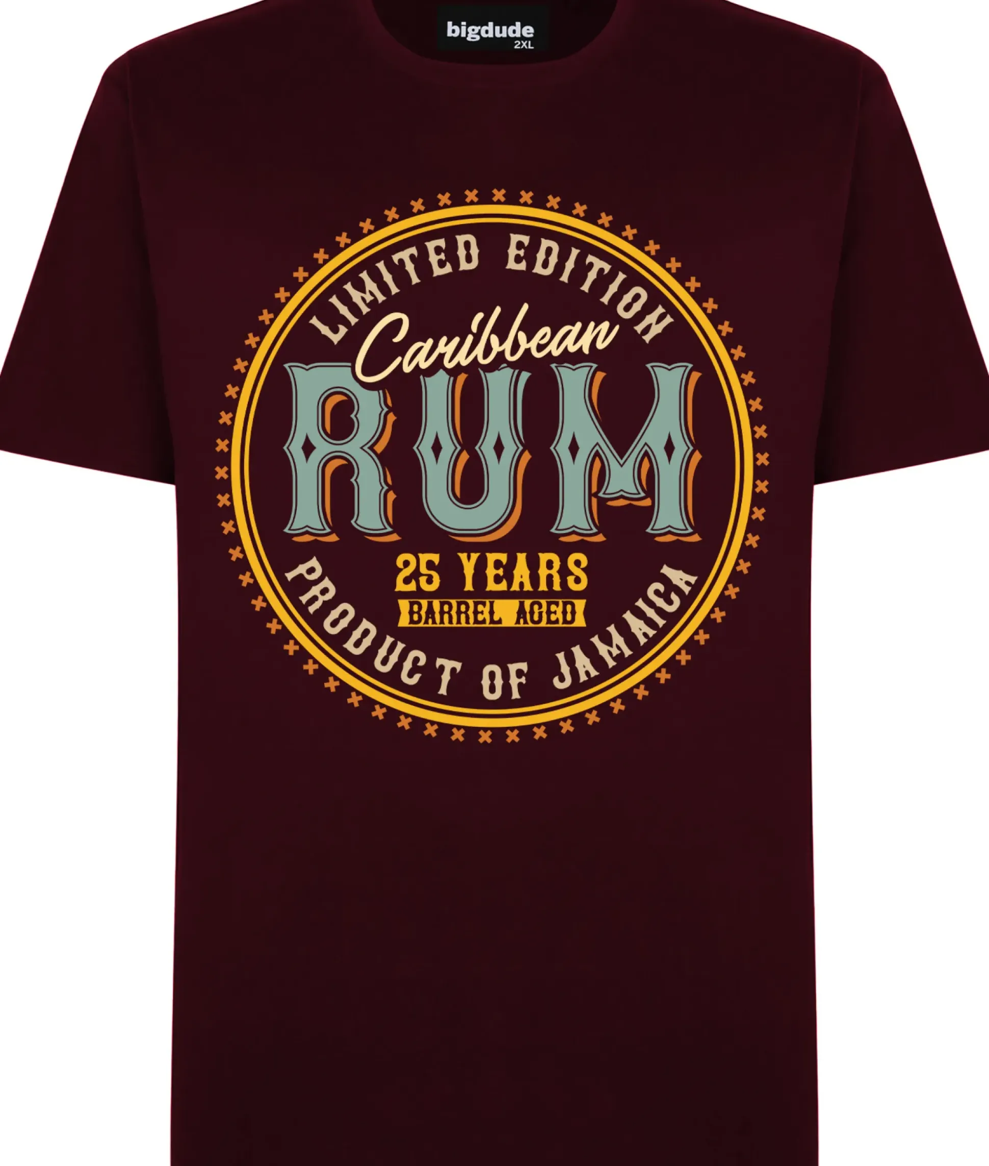 Bigdude Carribean Rum Print T-Shirt Burgundy Tall