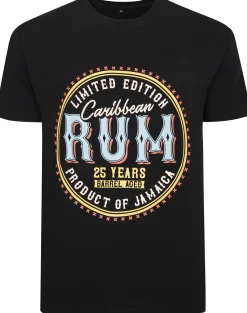Bigdude Carribean Rum Print T-Shirt Black Tall