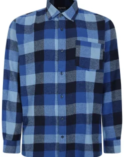 Bigdude Checked Flannel Long Sleeve Shirt Blue/Navy