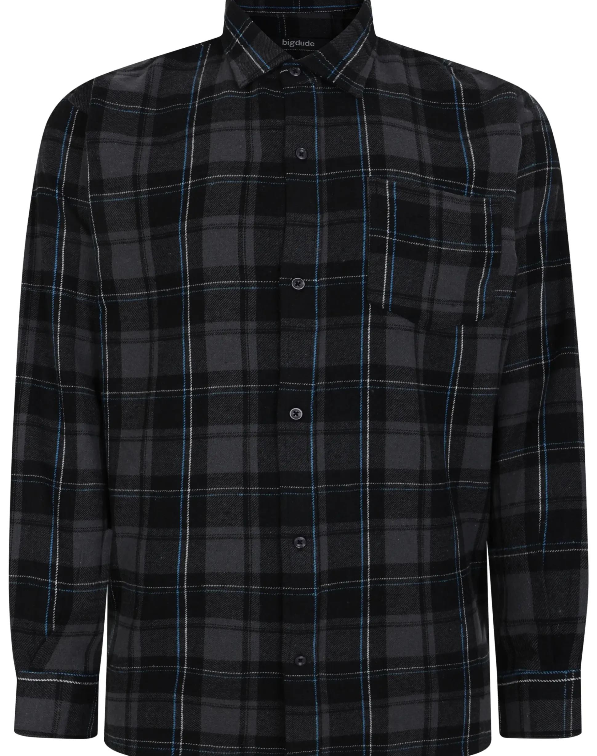 Bigdude Checked Flannel Long Sleeve Shirt Charcoal/Blue