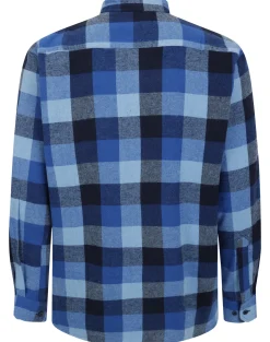 Bigdude Checked Flannel Long Sleeve Shirt Blue/Navy Tall