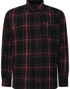 Bigdude Checked Flannel Long Sleeve Shirt Burgundy/Black Tall