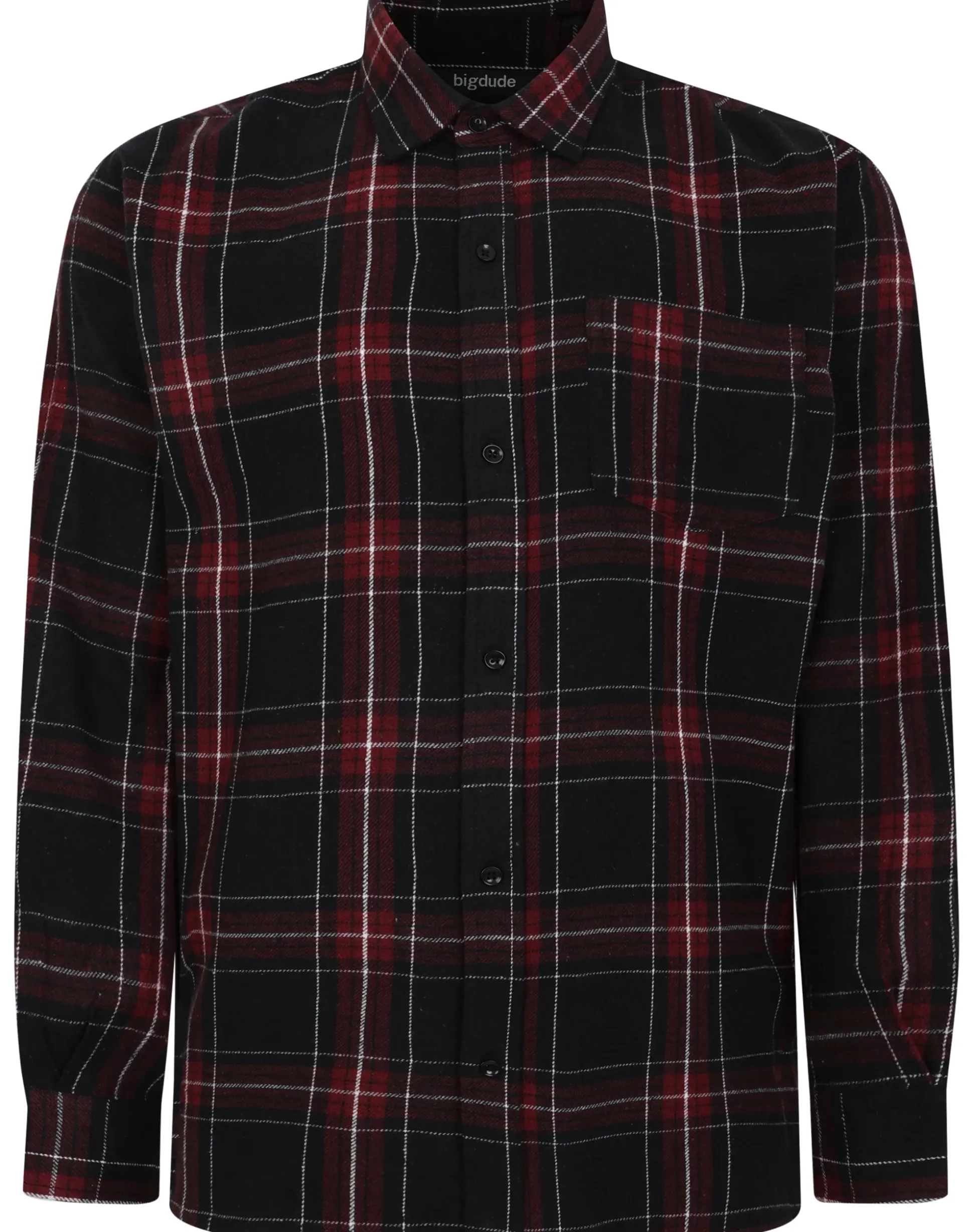Bigdude Checked Flannel Long Sleeve Shirt Burgundy/Black Tall