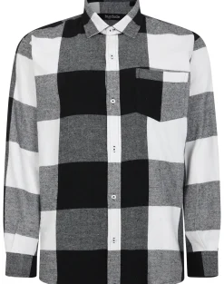 Bigdude Checked Flannel Long Sleeve Shirt Black/White Tall