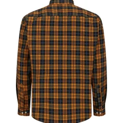 Bigdude Checked Poplin Long Sleeve Shirt Orange/Black