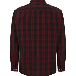 Bigdude Checked Poplin Long Sleeve Shirt Red Space Cherry/Navy