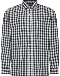 Bigdude Checked Poplin Long Sleeve Shirt Black/White