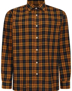 Bigdude Checked Poplin Long Sleeve Shirt Orange/Black Tall