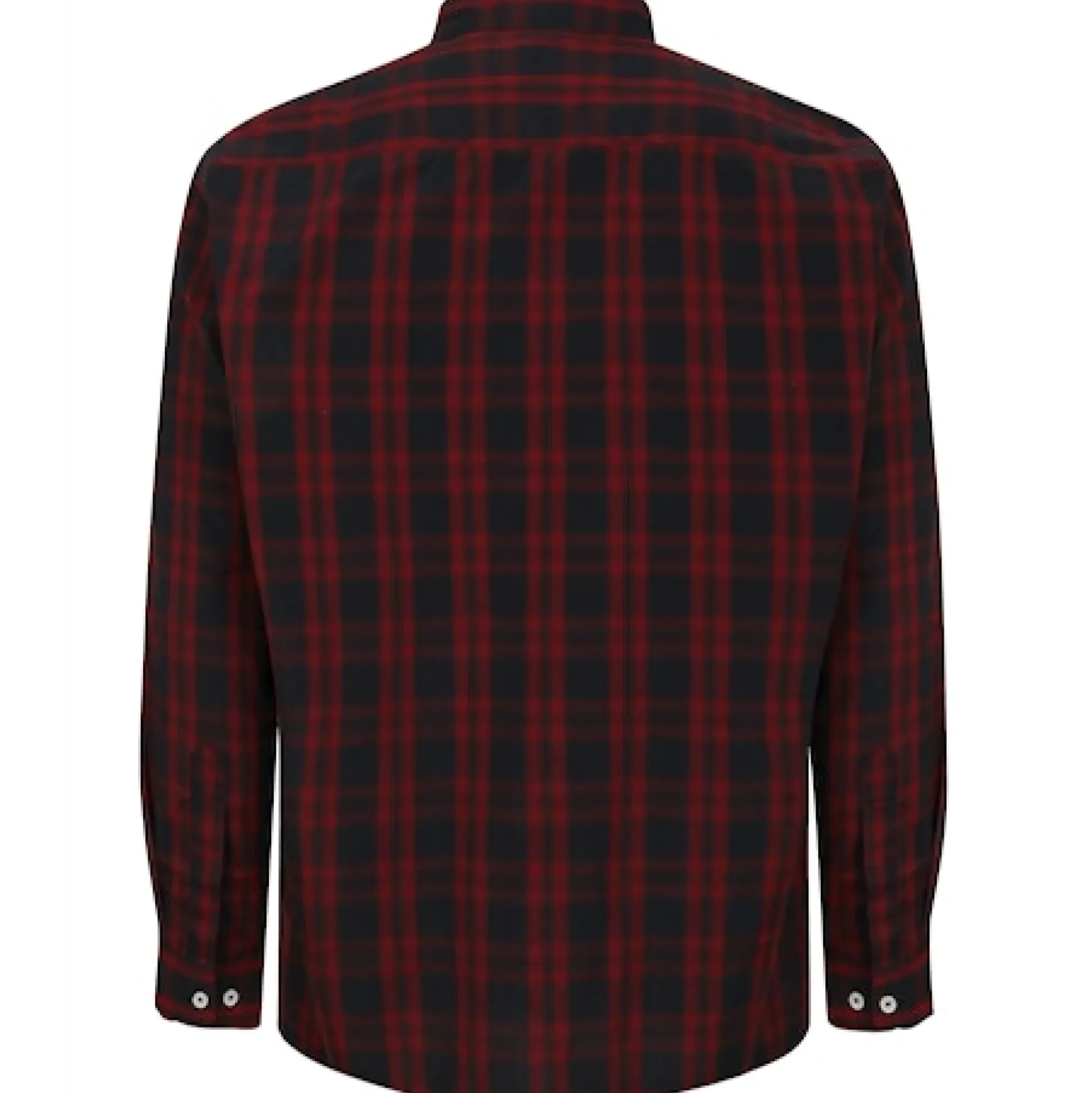 Bigdude Checked Poplin Long Sleeve Shirt Red Space Cherry/Navy Tall