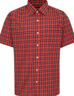 Bigdude Checked Poplin Short Sleeve Shirt Pepper Red/Black