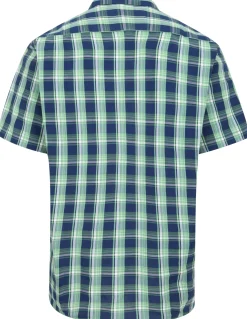 Bigdude Checked Poplin Short Sleeve Shirt Light Green/Navy