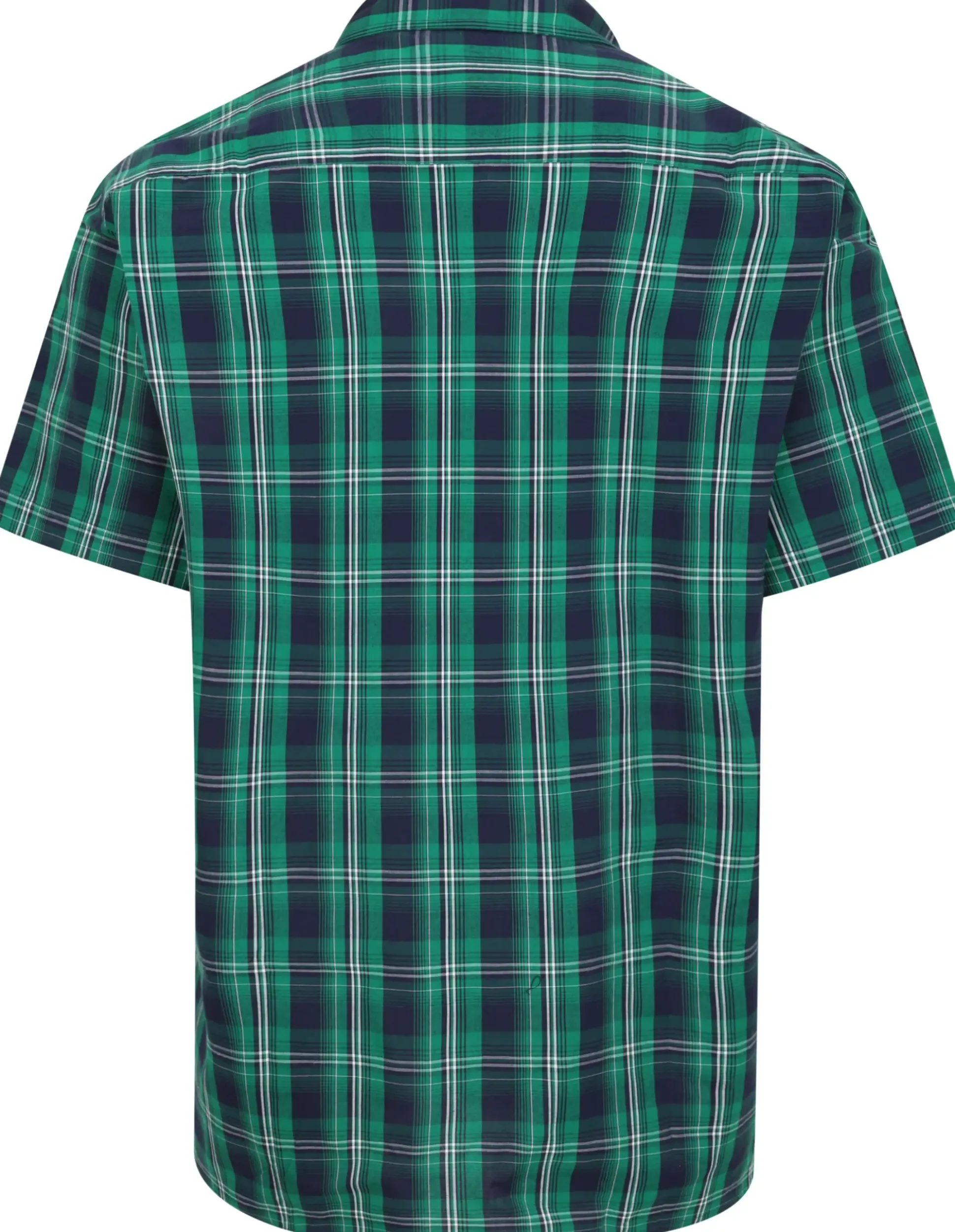 Bigdude Checked Poplin Short Sleeve Shirt Green/Navy Tall