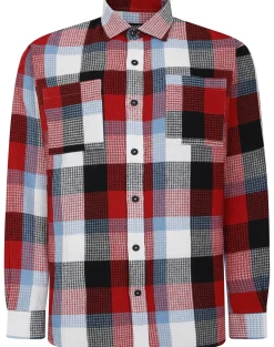 Bigdude Checked Waffle Shirt Pepper Red/Blue