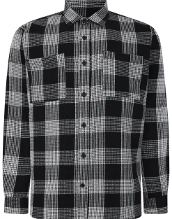 Bigdude Checked Waffle Shirt Black/Charcoal Tall