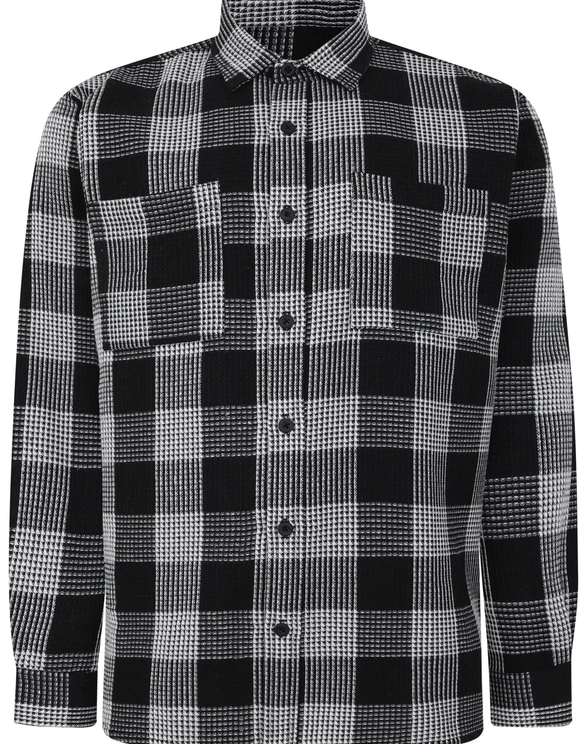 Bigdude Checked Waffle Shirt Black/Charcoal Tall