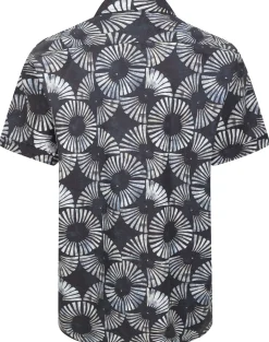 Bigdude Circles Allover Printed Short Sleeve Shirt Charcoal