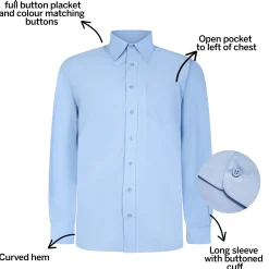 Bigdude Classic Long Sleeve Poplin Shirt Light Blue