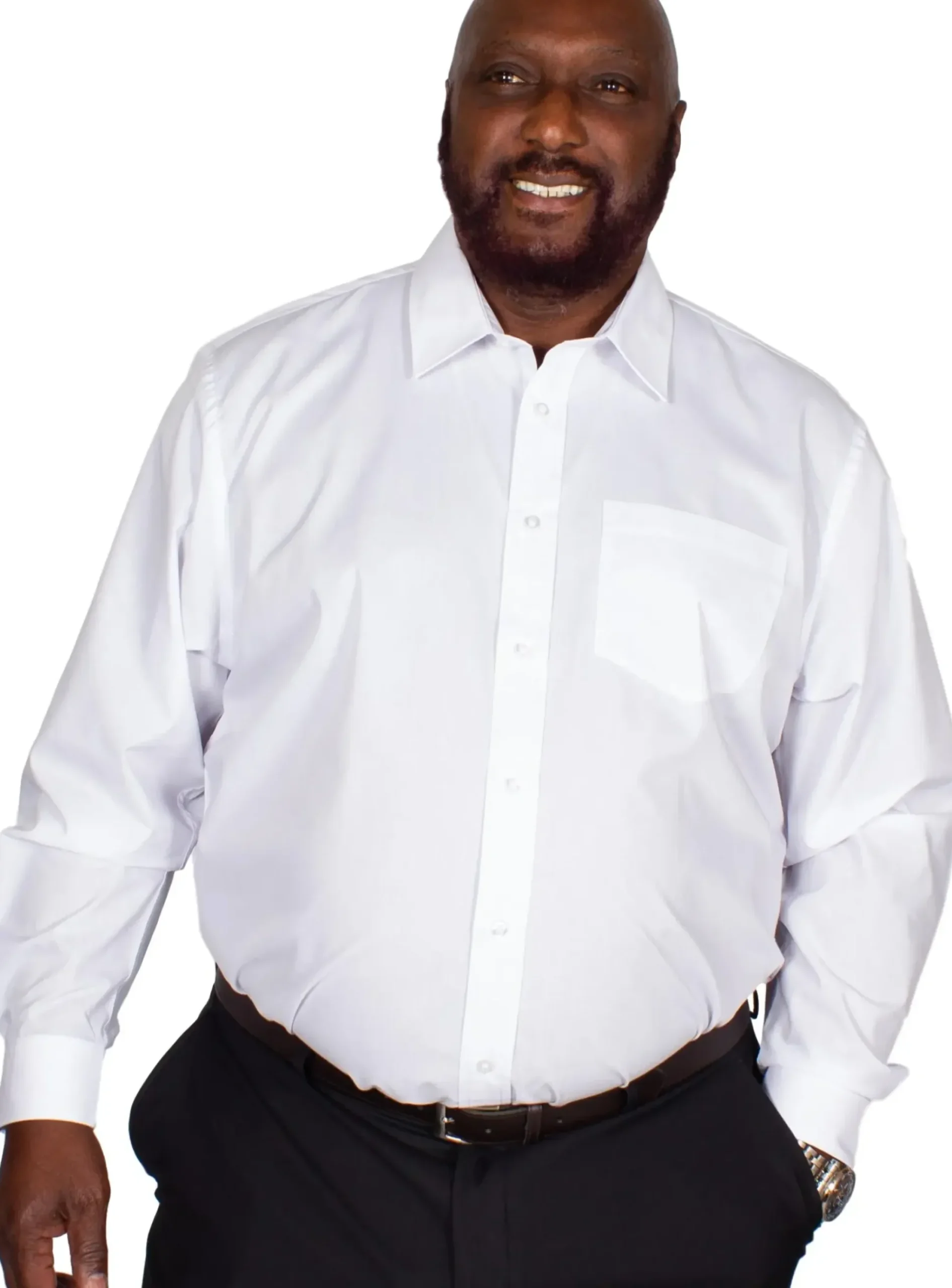 Bigdude Classic Long Sleeve Poplin Shirt White