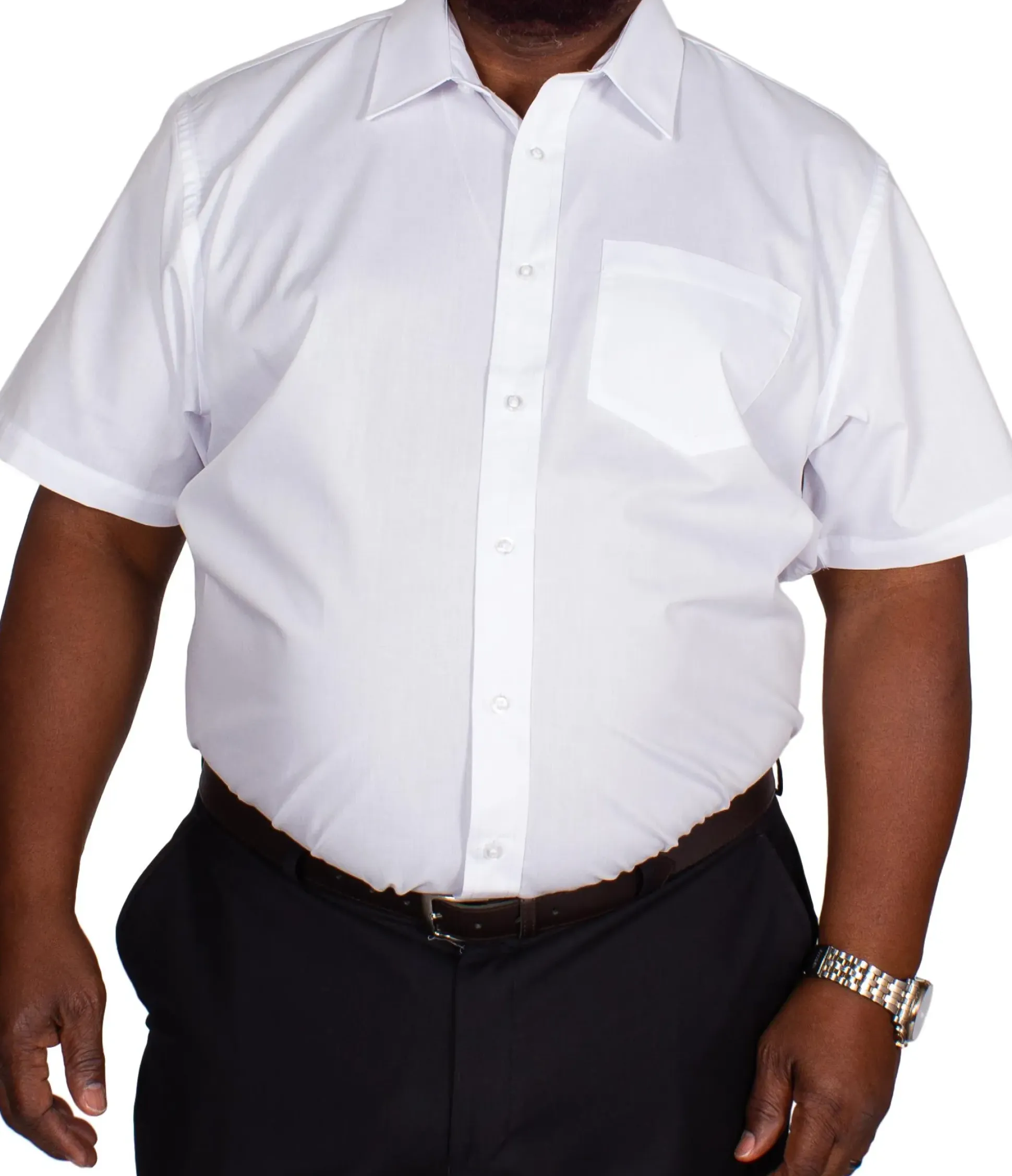 Bigdude Classic Short Sleeve Poplin Shirt White