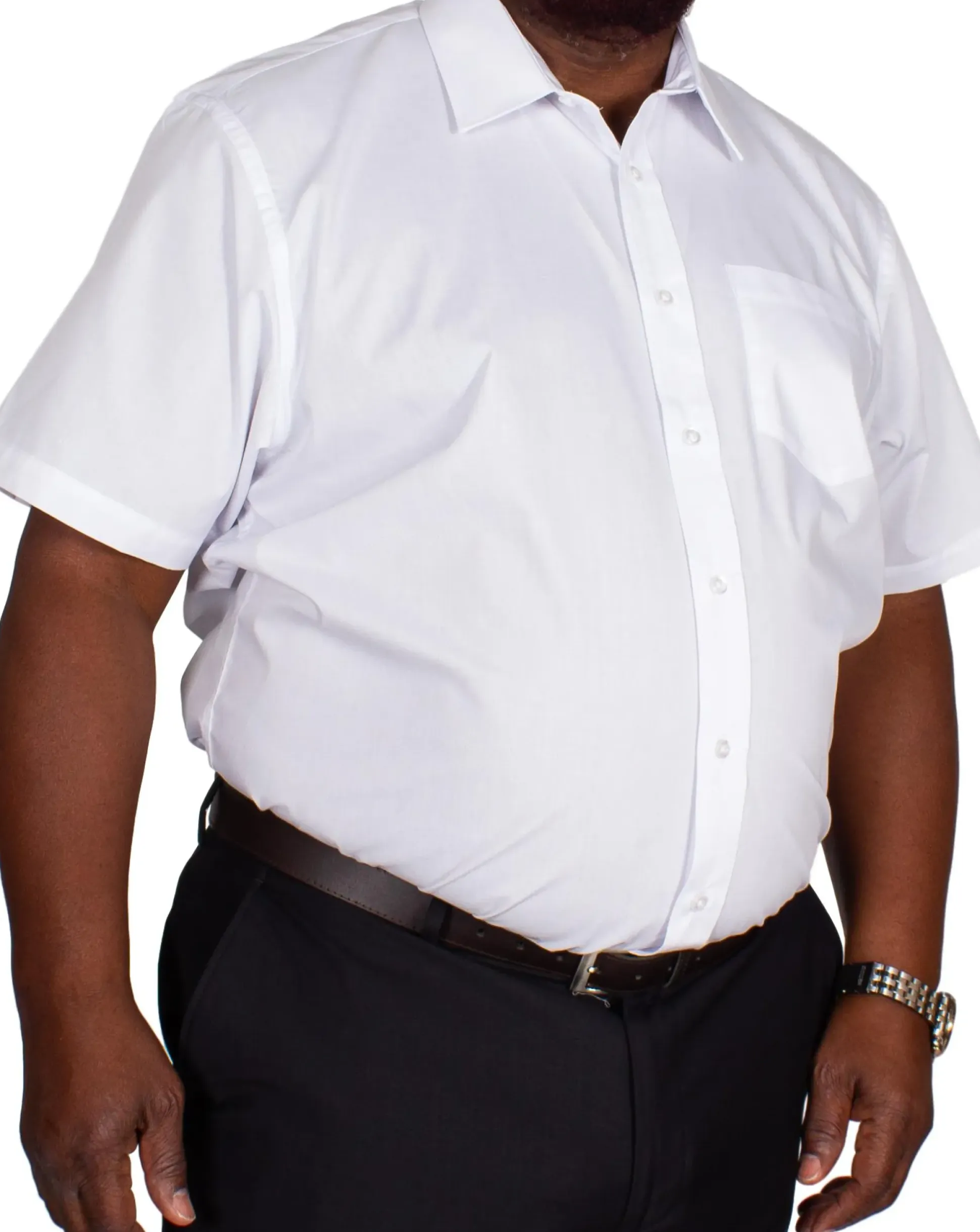 Bigdude Classic Short Sleeve Poplin Shirt White