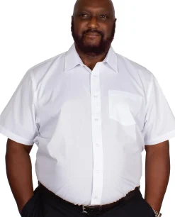 Bigdude Classic Short Sleeve Poplin Shirt White